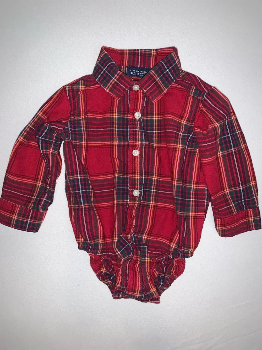 The Children's Place Red Plaid Button-Up with Navy Suspender Pants - Picture 4 of 8